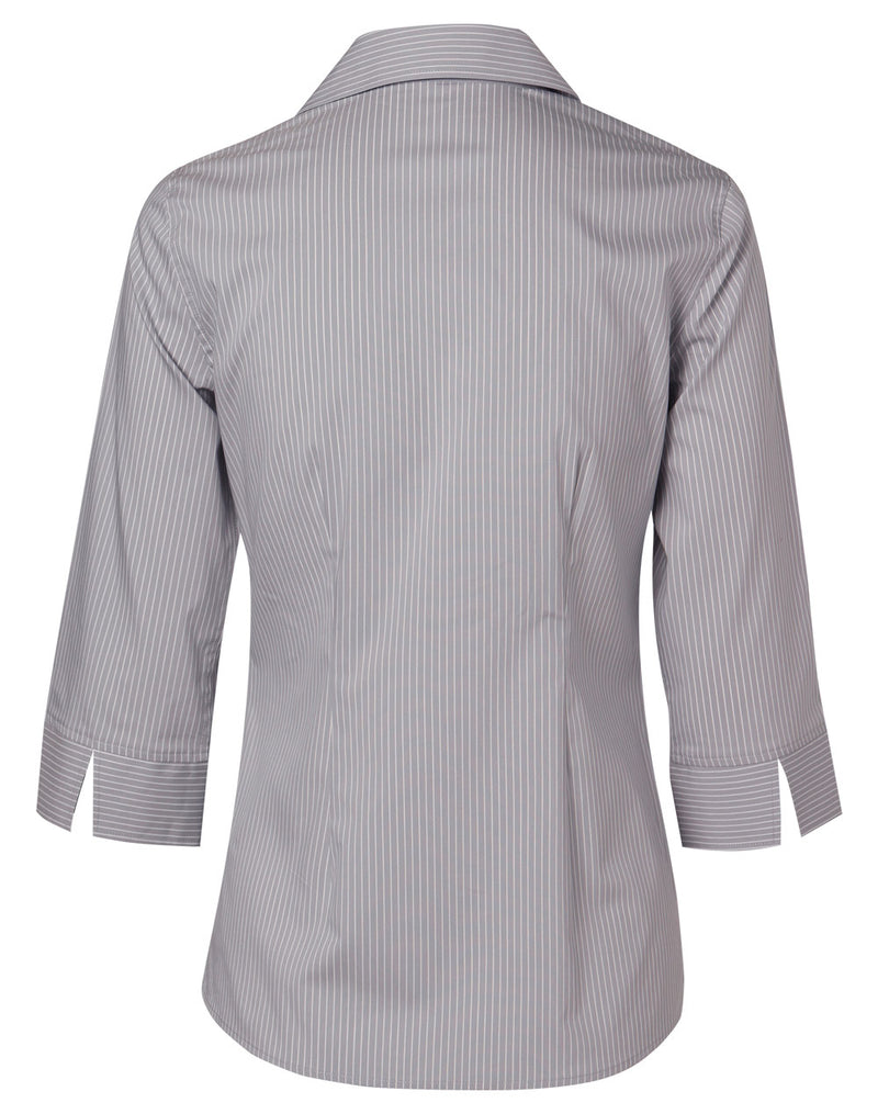 M8200Q Women's Ticking Stripe 3/4 Sleeve Shirt