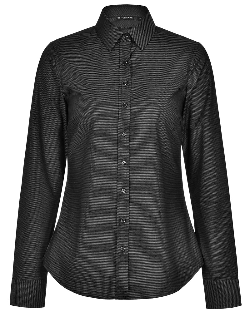 M8400L ASCOT LADIES LONG SLEEVE DOT JACQUARD STRETCH SHIRT