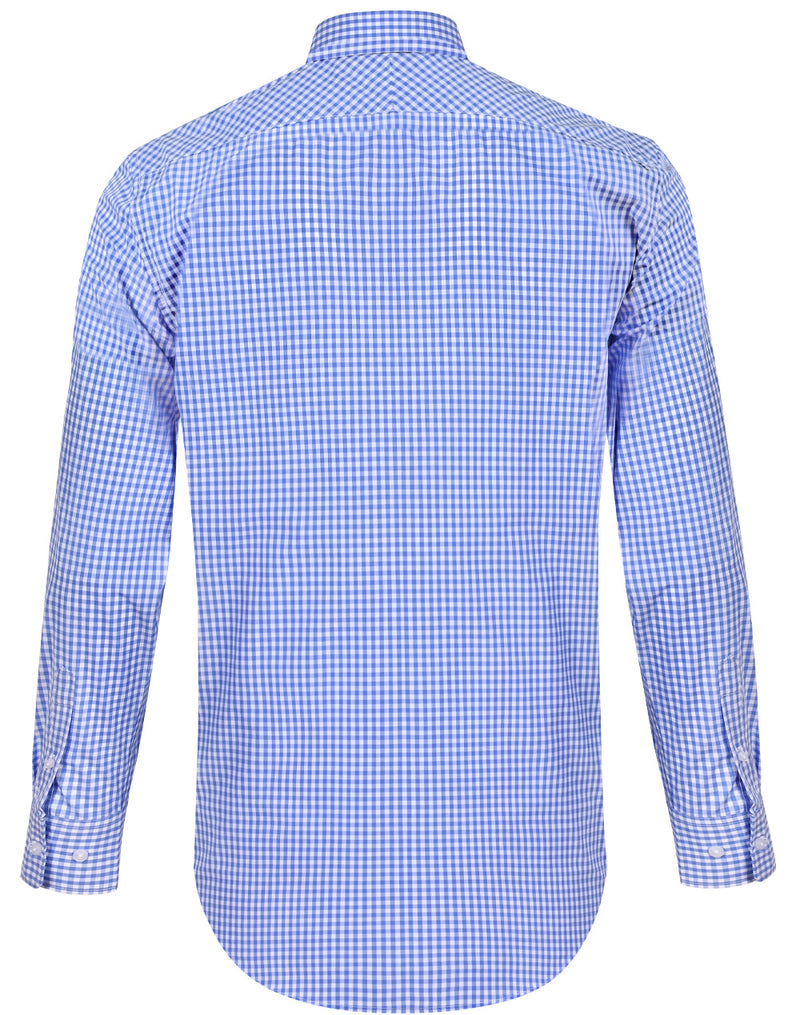 M7300L Men’s Gingham Check Long Sleeve Shirt with Roll-up Tab Sleeve