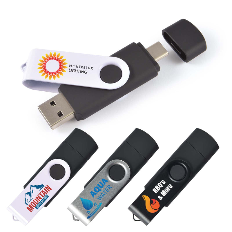 LL9607.Swivel USB Flash Drive Dual 8GB