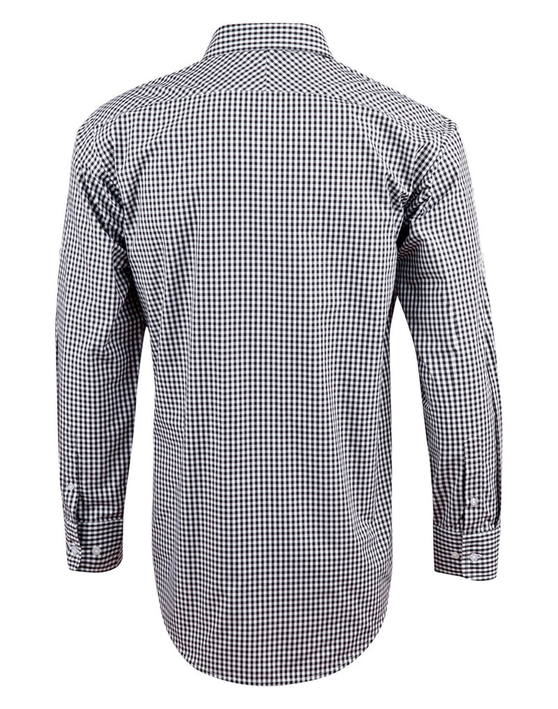 M7300L Men’s Gingham Check Long Sleeve Shirt with Roll-up Tab Sleeve