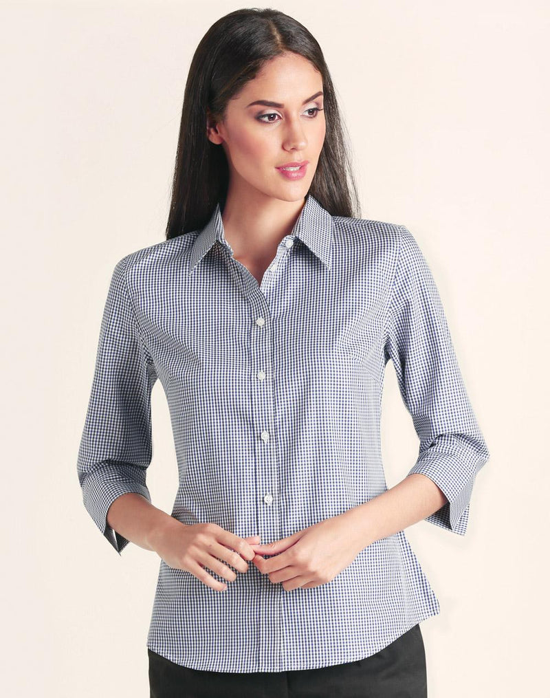 M8320Q Ladies’ Multi-Tone Check 3/4 Sleeve Shirt