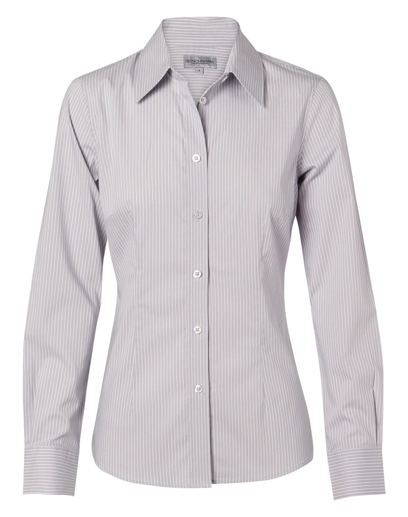 M8200L Women's Ticking Stripe Long Sleeve Shirt