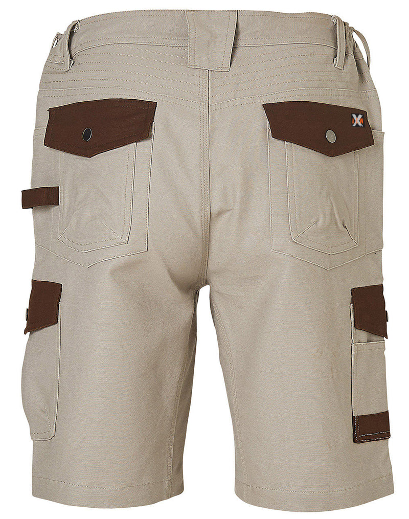 WP23 MENS STRETCH CARGO WORK SHORTS WITH DESIGN PANEL TREATMENTS