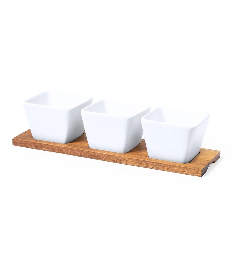 Appetizer tray with 3 bowls