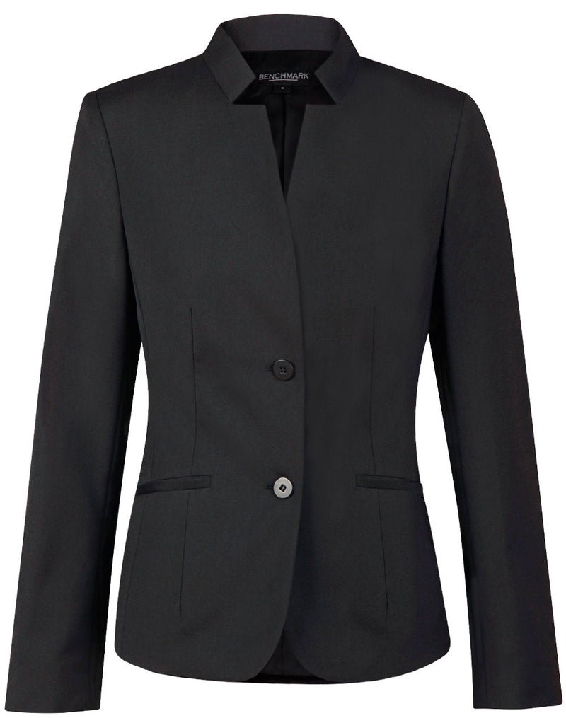 M9202 Ladies’ Wool Blend Stretch Reverse Lapel Jacket