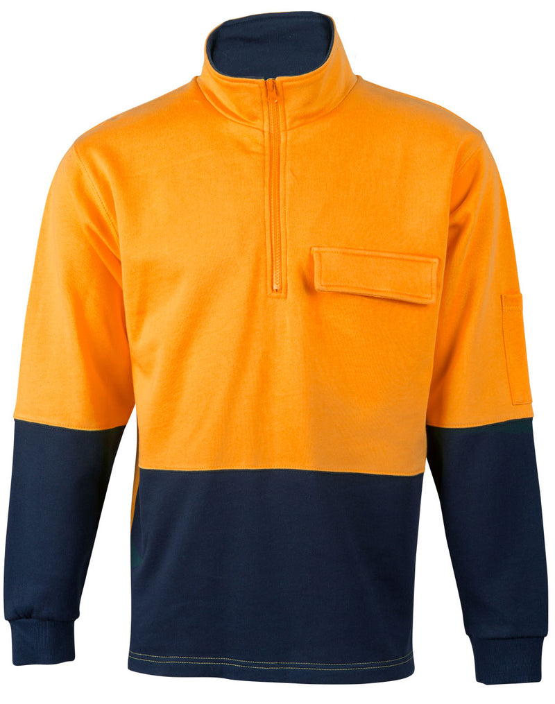 SW47 HI-VIS TWO TONE COTTON FLEECY SWEAT