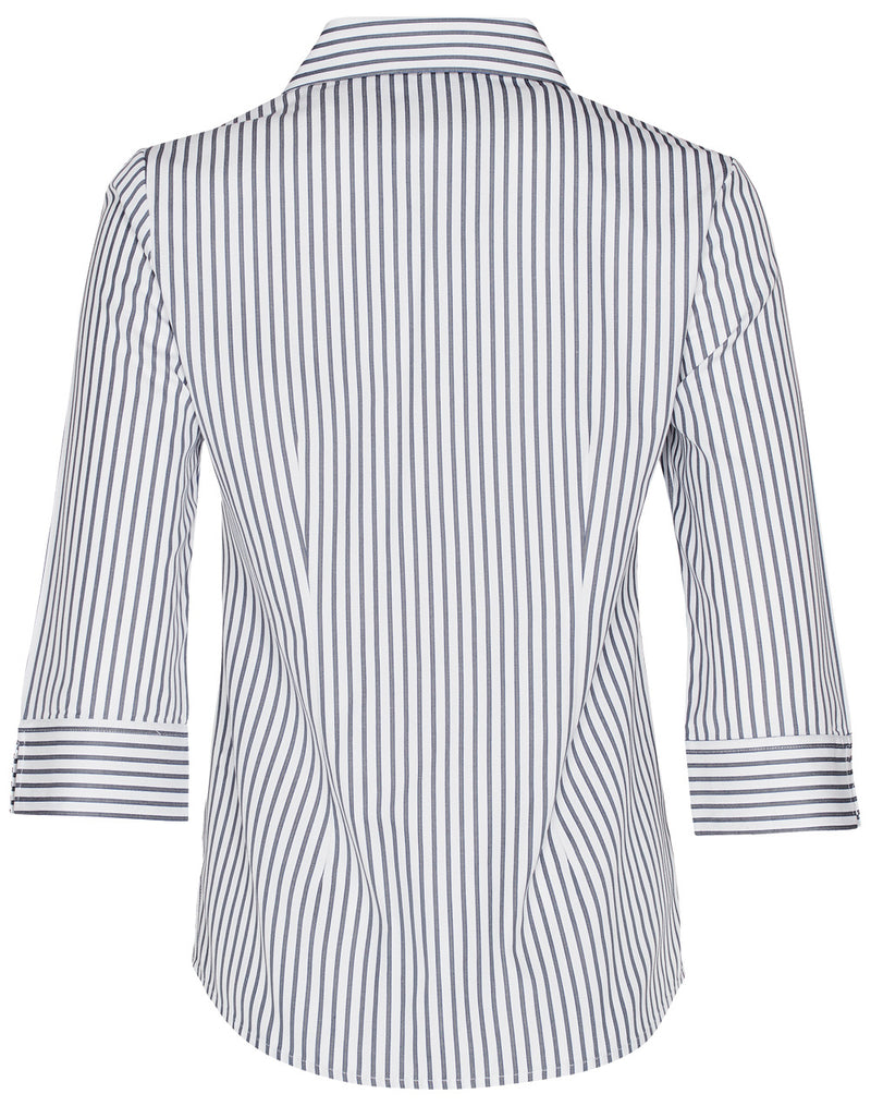 M8310Q Women's Executive Sateen Stripe 3/4 Sleeve Shirt