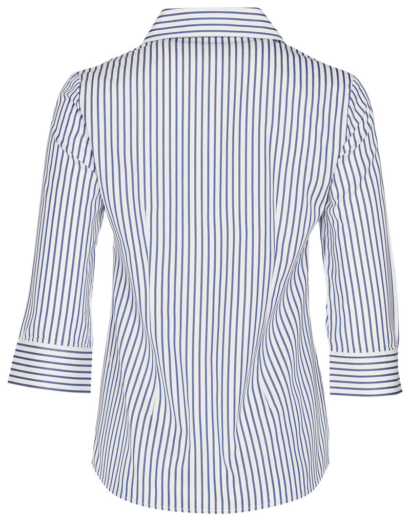 M8310Q Women's Executive Sateen Stripe 3/4 Sleeve Shirt