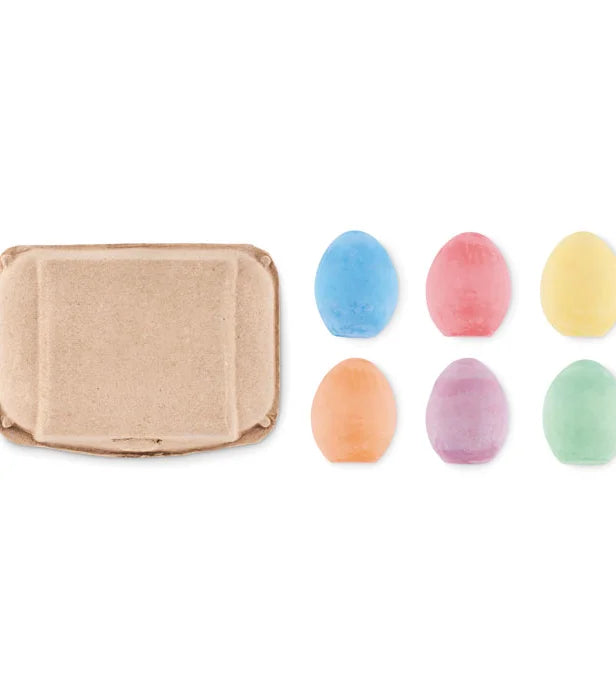 6 chalk eggs in box