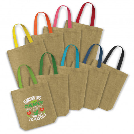 Thera Jute Tote Bag - Coloured Handles