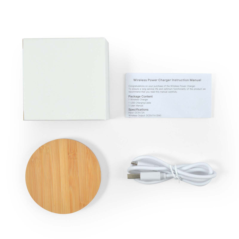 LL0220.Arc Round Bamboo Wireless Charger